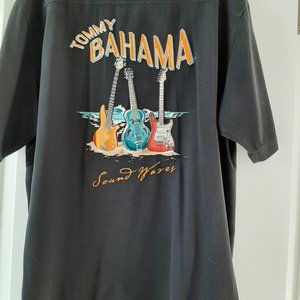 Tommy Bahama Men's Large Embroidered GUITARS Sound Waves Button Down Shirt